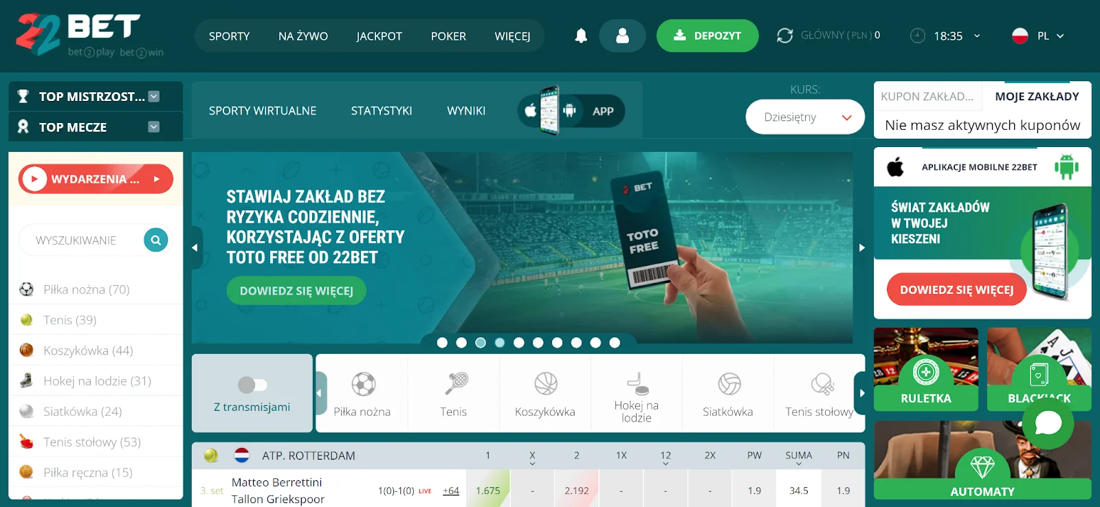 22Bet glowna strona