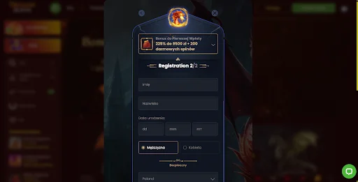 DragonSlots rejestracja krok 3
