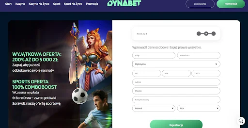 Dynabet Casino rejestracja krok 2