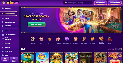 Midas Luck glowna strona