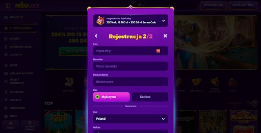 Midas Luck rejestracja krok 3