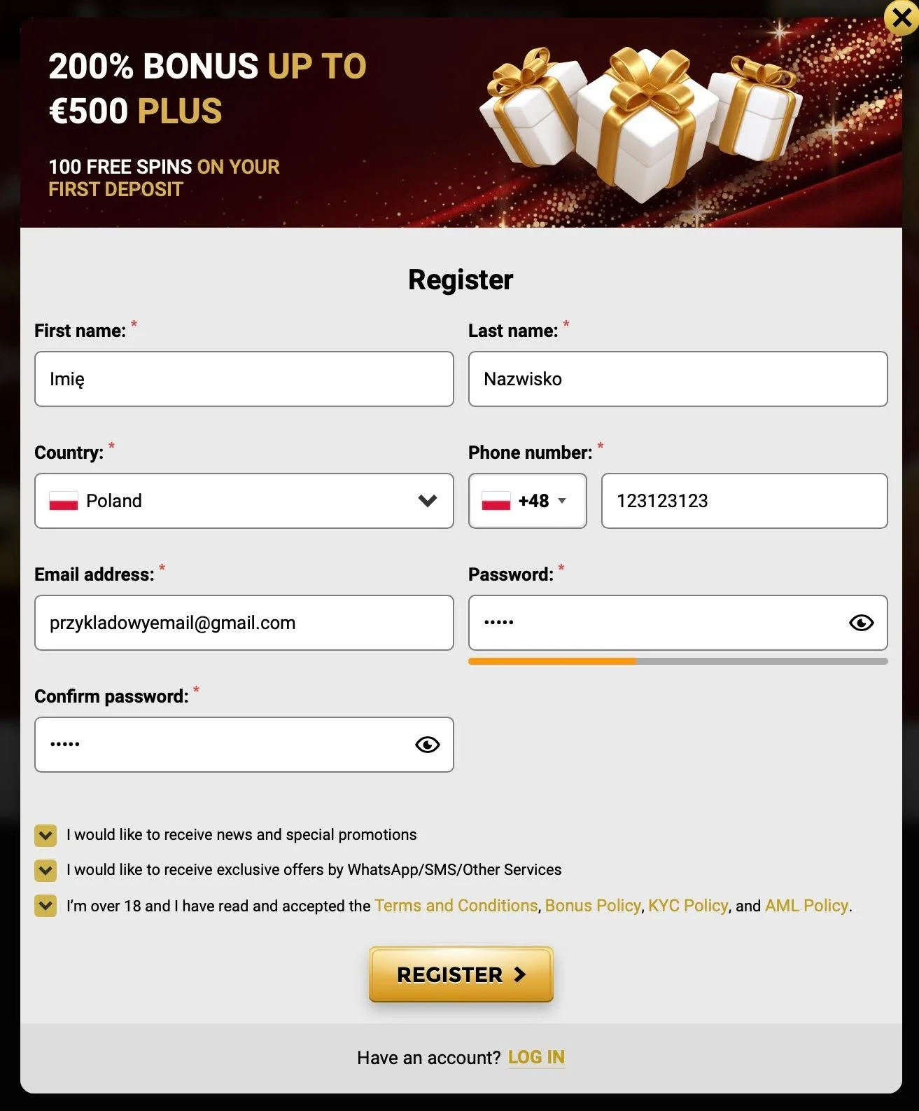 register w unique casino