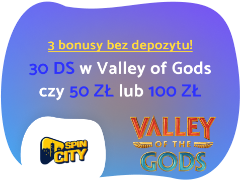 Spin City Bonus bez depozytu 20 EUR, 50 zł lub 30 DS